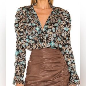 NWT Misa Los Angeles ‘Garance’ Floral Blouse sz L 8 10 12